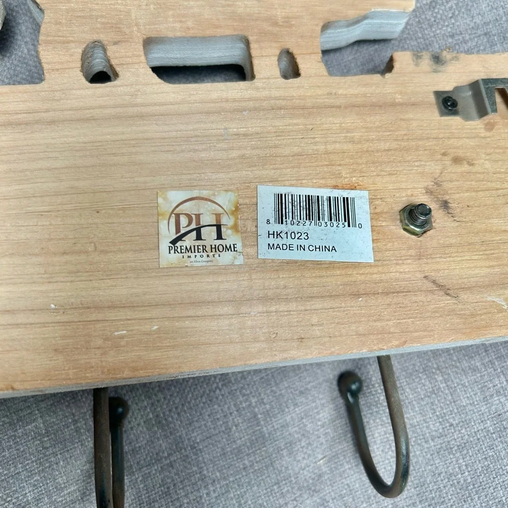PREMIER HOUSE Wood Metal 3 Pigs Coat Keys Hat Holder Hooks Farmhouse #0615256